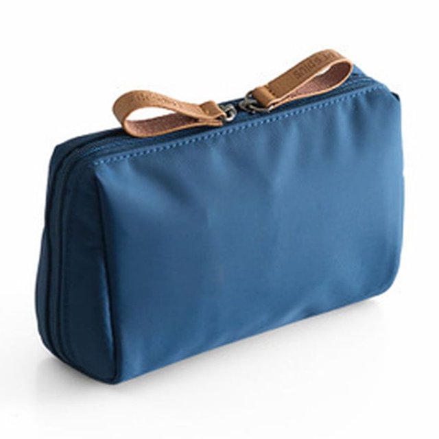transemion Solid Color Cosmetic Bag Makeup Case Waterproof Pouch Travel Fashion Large Capacity Handbag Multifunctional for S/Blue