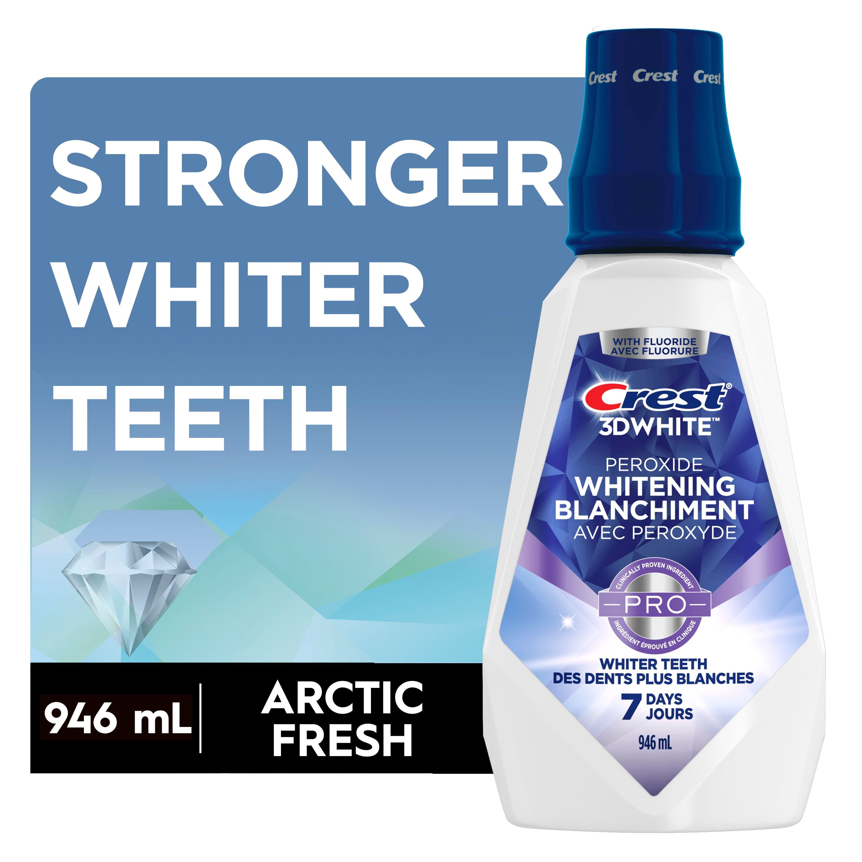 Crest 3D White Peroxide Mouthwash/Mouth Rinse, Strengthens Enamel