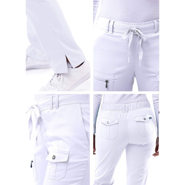 Adar Pro Sarraus pour Femmes - Pantalon de Sarrau Yoga à Jambe Étroite - P4100T - Étain - 3X