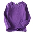 thumbnail image 1 of T-shirts Filles Bébé Garçon Fille Col Rond Manches Longues Doux Hauts Unis Filles Hauts Violet Foncé 3-4 Ans, 1 of 2