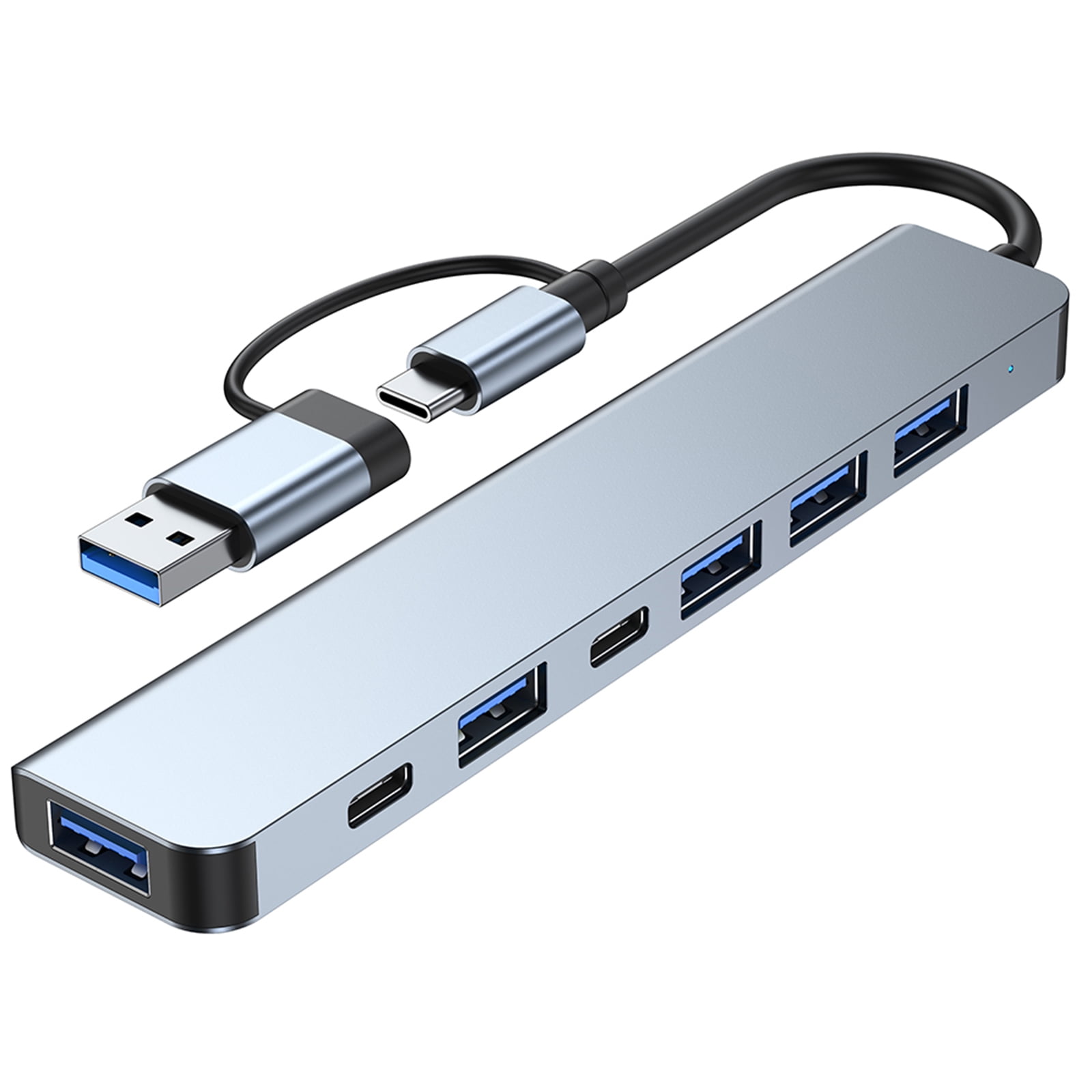 2217 USB-A+USB-C Hub Adapter 7-in-1 Multi-port USB Docking Station with USB3.0+USB2.0*4+PD+USB-C Data Port Extension Hub