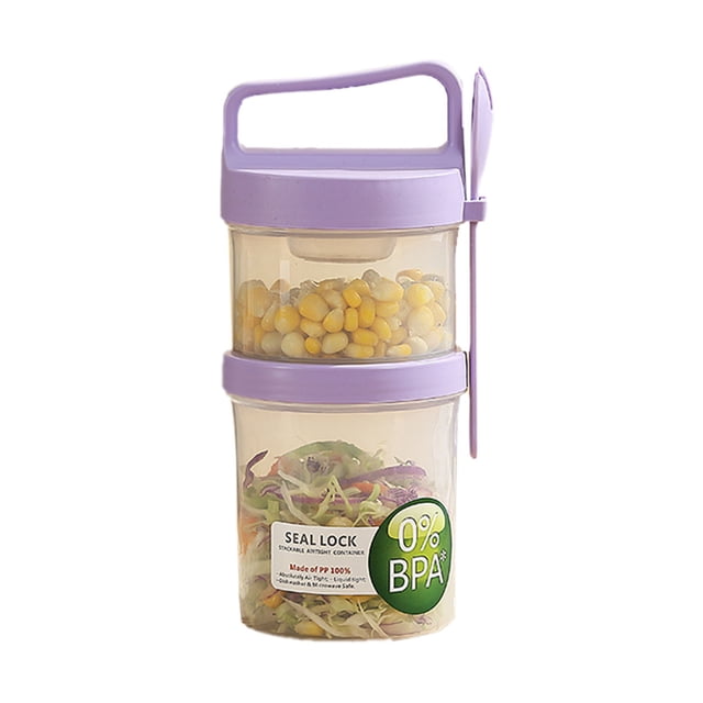 Portable Breakfast Cup Set: 560ml + 360ml For Fruits Oats Yogurt Milk & | Leftover Containers Kitchen Canisters Pantry Containers with Lids Airtight Garlic Container Little Containers with Lids
