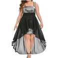 thumbnail image 2 of LOVZFMLL Robe de Soirée Ample à Bretelles Aguichant à Paillettes pour Femme Grande Taille Noir 2TG, 2 of 7