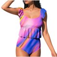 thumbnail image 1 of Women's Leopard Print Tankini Set Allover Floral Swimsuit with Adjustable Back, Two Piece with Soft Cups for Pool, 1 of 6