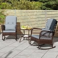 thumbnail image 2 of Patiojoy 3 Pieces PE Rattan Rocking Bistro Set Rocking Chairs with 2-Tier Coffee Table for Porch Garden and Poolside Gray, 2 of 10