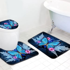 ZZkhGO 3-Piece Set de baignoire antidérapante, Rouille antidéflagrante et couvercle de réservoir, caoutchouc dos tapis de baignoire contredérapant pour salle de bains douche au sol Cuisine