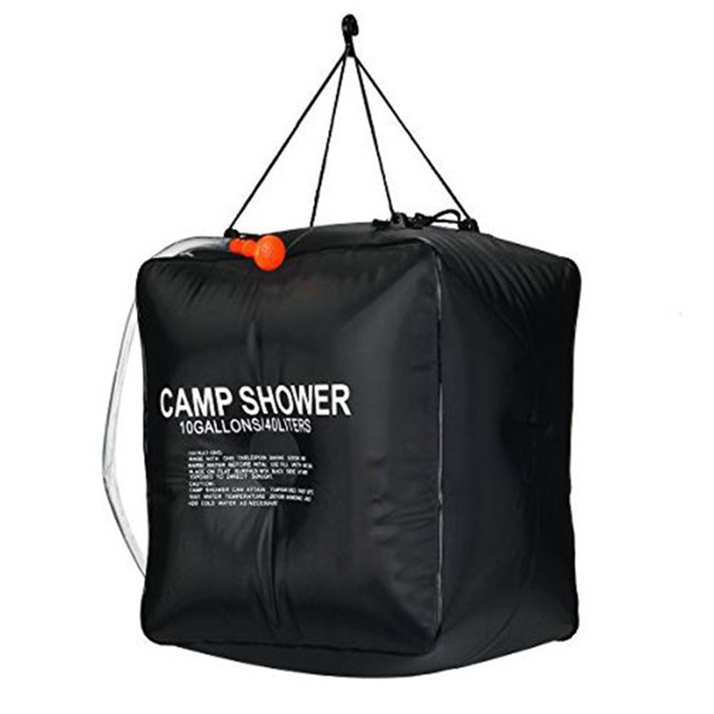 Camping 40L Portable Solar Heating Shower Bag Removable Hose&On-Off Shower Head Solar Heating Shower Storage Bag 40*40*27cm PVC