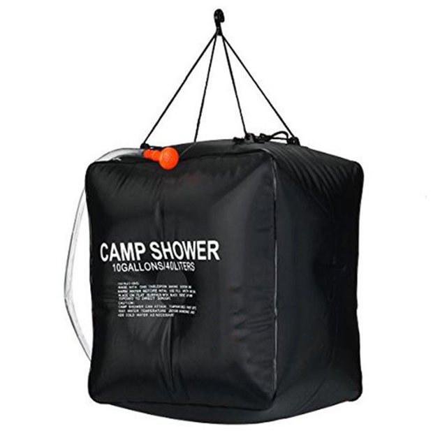 Camping 40L Portable Solar Heating Shower Bag Removable Hose&On-Off Shower Head Solar Heating Shower Storage Bag 40*40*27cm PVC