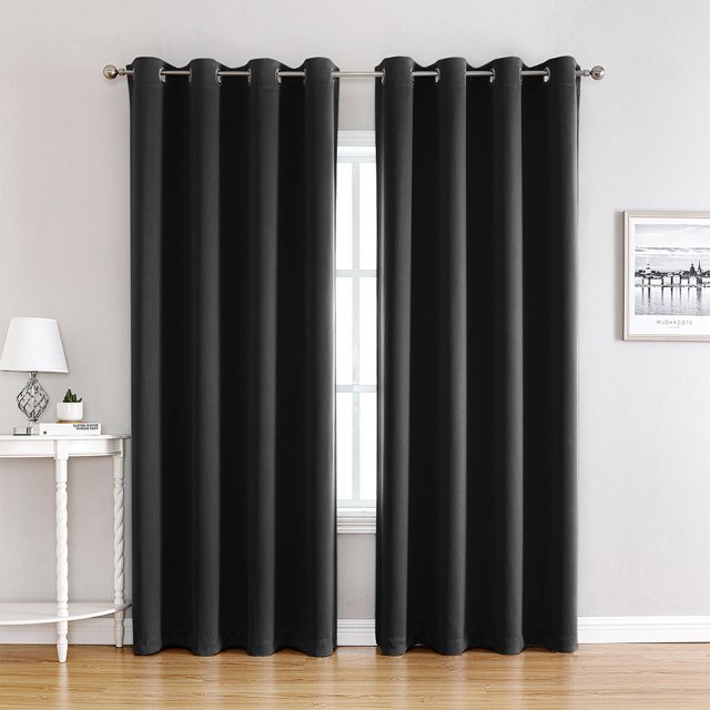 Xingzhi 2 Pcs Ambiance Colorée avec Rideaux Occultants en Diverses Couleurs Noir 132*160