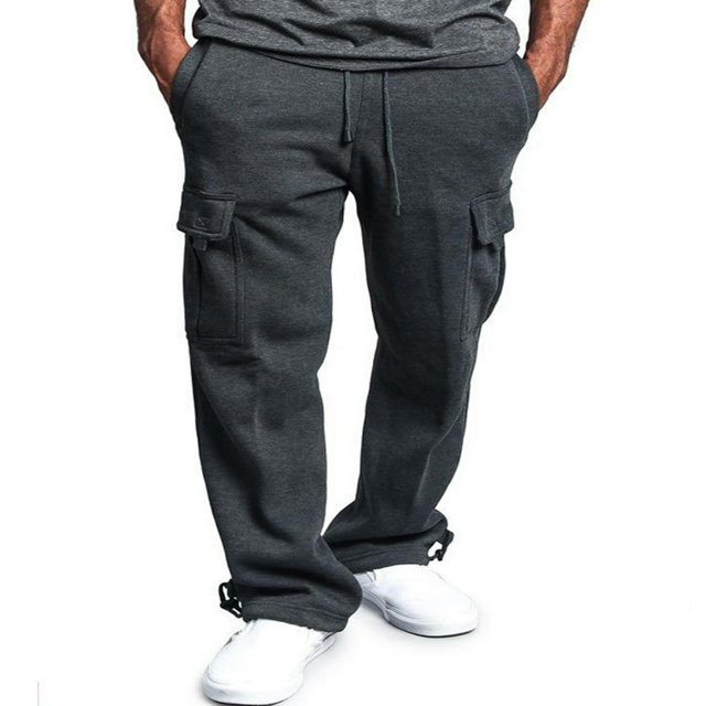 Men‘s Casual Gym Cargo Combat Straight Loose Jogger Sweat Track Pants