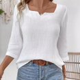 thumbnail image 1 of RXIRUCGD Hauts Amples à Manches Longues pour Femmes, Couleur Unie, Col Ras du Cou, Patchwork en Dentelle, Blanc, Taille : L, 1 of 7