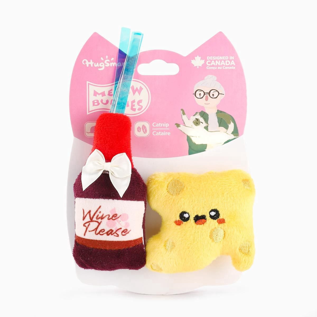 HugSmart Wine & Cheese Variety Pack Plush Cat Toy with Catnip, 2 count