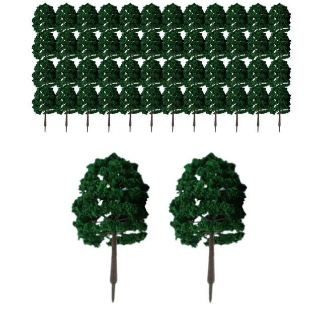 50x Simulation 1:100 Miniature Tree Train Scenery Landscape for Railroad Scenery Style C