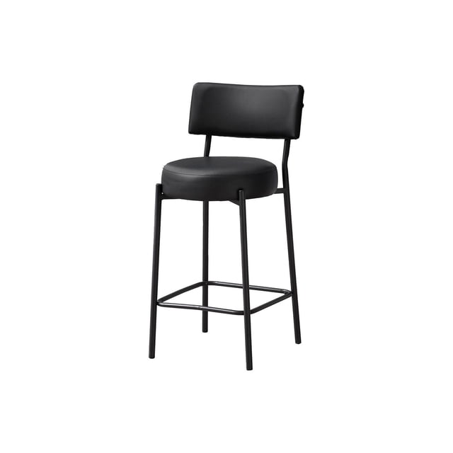Monarch Specialties Barstool, Counter Height, Set Of 2, Kitchen, Black Leather Look, Black Metal, Contemporary, Modern