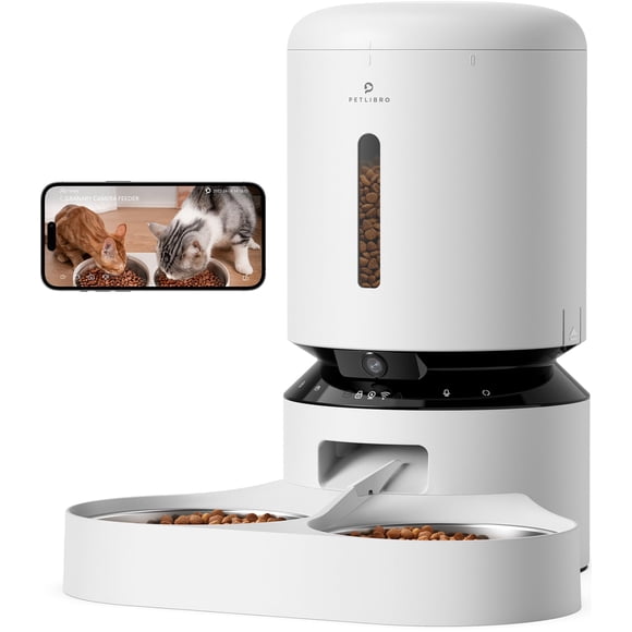 PETLIBRO Automatic Cat Feeder with Camera for Two Cats 1080P HD Video with Night Vision 5G WiFi Pet Feeder with Phone APP Control 2-Way Audio for Cat & Dog Low Food & Motion & Sound Alerts