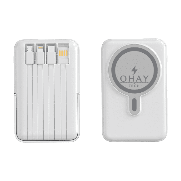OHAY Tech Banque d'Alimentation Magnétique 10000mAh, Charge Rapide 22,5 W USB-C, Chargeur Portable Sans Fil Compatible MagSafe pour iPhone 17 16 15 14 13 12 et Android, Blanc"