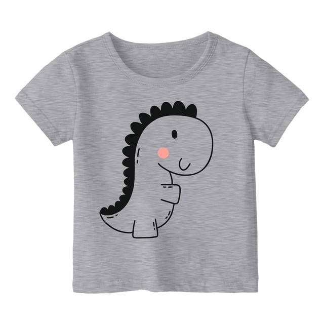 WERYOUNG T-Shirts Filles Garçons Été Décontracté Imprimé Dinosaure Col Rond Manches Courtes T-Shirts Bébé Pyjamas Adorables Tee-Shirts, Gris, 10-11 Ans