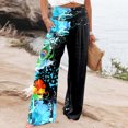 thumbnail image 2 of Pantalon Grand à Taille Élastique Mode Décontractée pour Femmes, Pantalon à Fleurs Colorées Imprimées avec Poches, Pantalon en Lin pour Femmes, Pantalon Habillé Décontracté pour Femmes, Pantalon Extensible Décontracté pour Femmes Grande Taille, 2 of 4