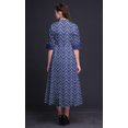 thumbnail image 3 of Bimba Robe Anarkali Bleu Royal à Carreaux Col Mandarin Sans Manches Kurtis pour Femmes Imprimé Robe Maxi Grande, 3 of 6
