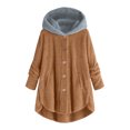thumbnail image 1 of LOVZFMLL Jackets for Women Plus Size Button Tops Hooded Loose Cardigan Wool Coat Winter Jacket, 1 of 3