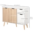 thumbnail image 3 of HOMCOM Sideboard Storage Cabinet with Drawer, White and Nature Wood, 3 of 7