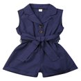 thumbnail image 1 of Baby Girl Summer Short Sleeve One-Piece Romper with Belt Clothes Set, 1 of 4