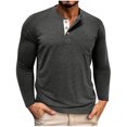 thumbnail image 2 of Yusimy Chandail Henley pour Homme à Manches Longues, Col Rond, Boutonné, Couleur Unie, avec Poche, Mode Décontractée, 2 of 6