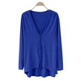 thumbnail image 1 of Breezora Ladies V Neck Modal Asymmetrical Long Sleeve Open Front Cardigan Sweater Blue, 1 of 8