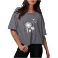 thumbnail image 1 of Blouses for Women Drop Shoulder Round Neck Oversized Crop Tops Workout Tops Tees, 1 of 1
