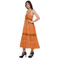 thumbnail image 2 of Moomaya Robe Longue Maxi Imprimée Sans Manches à Bretelles Spaghetti avec Garniture en Dentelle, 2 of 6