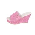 thumbnail image 1 of WLOELOEW Plus-Size Women'S Peep-Toe Wedge Sandals Beach Casual Summer Shoes Pink Cloth Material Size 7.5 Us 9.84 Inches, 1 of 9