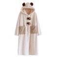 thumbnail image 1 of HAiming Robe à Capuche pour Femmes, Peignoir Doux et Mignon, Robe de Chambre Boutonnée, Molleton Duveteux, Tenue d'Intérieur Chaude avec Poches, 1 of 3