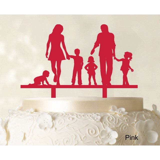 Personalized Family Cake Topper Custom Silhouette Wedding Cake Topper Cake Decorations Option Available 6-7 Inches Wide