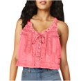 thumbnail image 1 of Timegard Tank Top for Women Lace U Neck Drawstring Sleeveless Ruched Button Summer Fashion Casual Tee, 1 of 5
