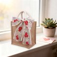 thumbnail image 4 of Linen Gift Bag Qixi Festival Handbag | Beige Preshrunk Linen Fabric | 9 Inch Reusable Christmas Candy Gift Wrap Tote | Sturdy Rope Handle | Holiday Decor Storage Bag, 4 of 6