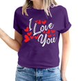 thumbnail image 2 of Pisexur Valentines Day T-shirt Top T-shirt à Manches Courtes Imprimé Amour de la Saint-Valentin pour Femmes, Col Rond, 2 of 5