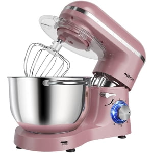 AmPm Mélangeur de position, 6,5-QT 660W 6-Speed Mélangeur à tête incrustée, mélangeur électrique de cuisine avec crochet à queue, fouet de fil & Batteur (6.5QT, Noir)