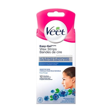 Veet® Professional™ Face Wax Strips for Sensitive Skin with Almond Oil, 12 count + 2 wipes