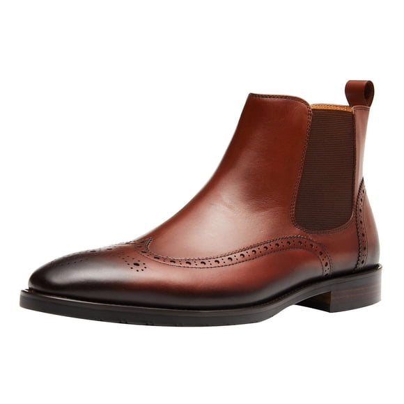 Santimon Genuine Leather Chelsea Boots Casual Ankle Boots Classic Men Oxford Boots Brown US 12