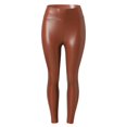 thumbnail image 2 of GPOECD Womens Leather Leggings Stretch High Waisted Pleather Pants Bronze,L, 2 of 5