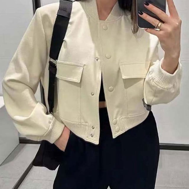 EGNMCR Veste Décontractée Sans Capuche à Manches Longues pour Femmes Nouvelle Mode Confortable Polyvalente Veste Unie en polyester
