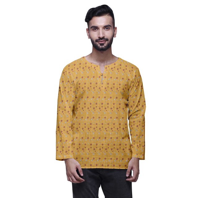 Atasi Traditional Short Kurta For Men Keyhole Neck Casual Cotton SlubShirt