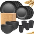 thumbnail image 2 of Wdhugt Black 16-Piece Dinnerware Set With Large Belly Cups Bowls Plates Tableware Household Plastic Drop Resistant, 2 of 6