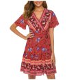 thumbnail image 1 of Birdeem Robes d'Été pour Femmes, Nouvelles, Élégantes, à Col en V, Imprimées, pour les Vacances, 1 of 1