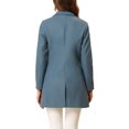 thumbnail image 3 of INSPIRE CHIC Manteau Long Classique pour Femme à Revers Cranté, Manches Longues, TP Gris Bleu, 3 of 7