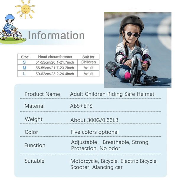 Casque Vélo Enfant Réglable 5-15 Ans – Multi-sport (vélo, Roller, Skate) – 50-59 Cm – Léger 210 G – 18 Aérations – Visière Amovible