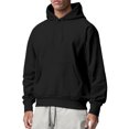 thumbnail image 1 of Innerwin Sweatshirts Drawstring Men's Hoodies Fall Solid Color Thick Hooded Sweatshirt Black 2XL, 1 of 3