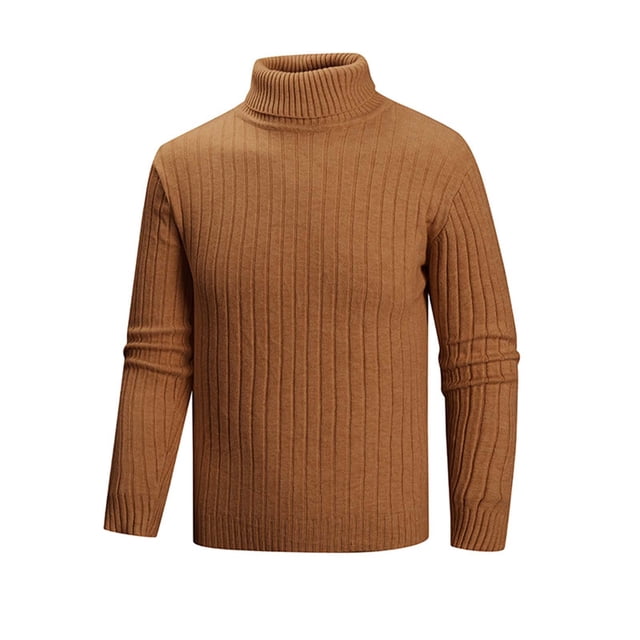 fatyb Chandail pour Hommes à Col Roulé Décontracté Tricoté Extensible à Manches Longues Hauts Chauds d'Automne Hiver pour Hommes
