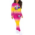 thumbnail image 1 of FOCUSNORM Women Lip Print Long Sleeve Sweatshirt + High Waist Pants Outfits, 1 of 5