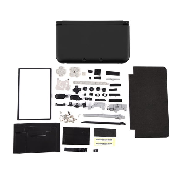 LNGOOR Nintendo 3DS XL Full Housing Case Cover Shell Replacement Kit - Black Durable ABS Material Includes Buttons Inner Parts Easy to Carry